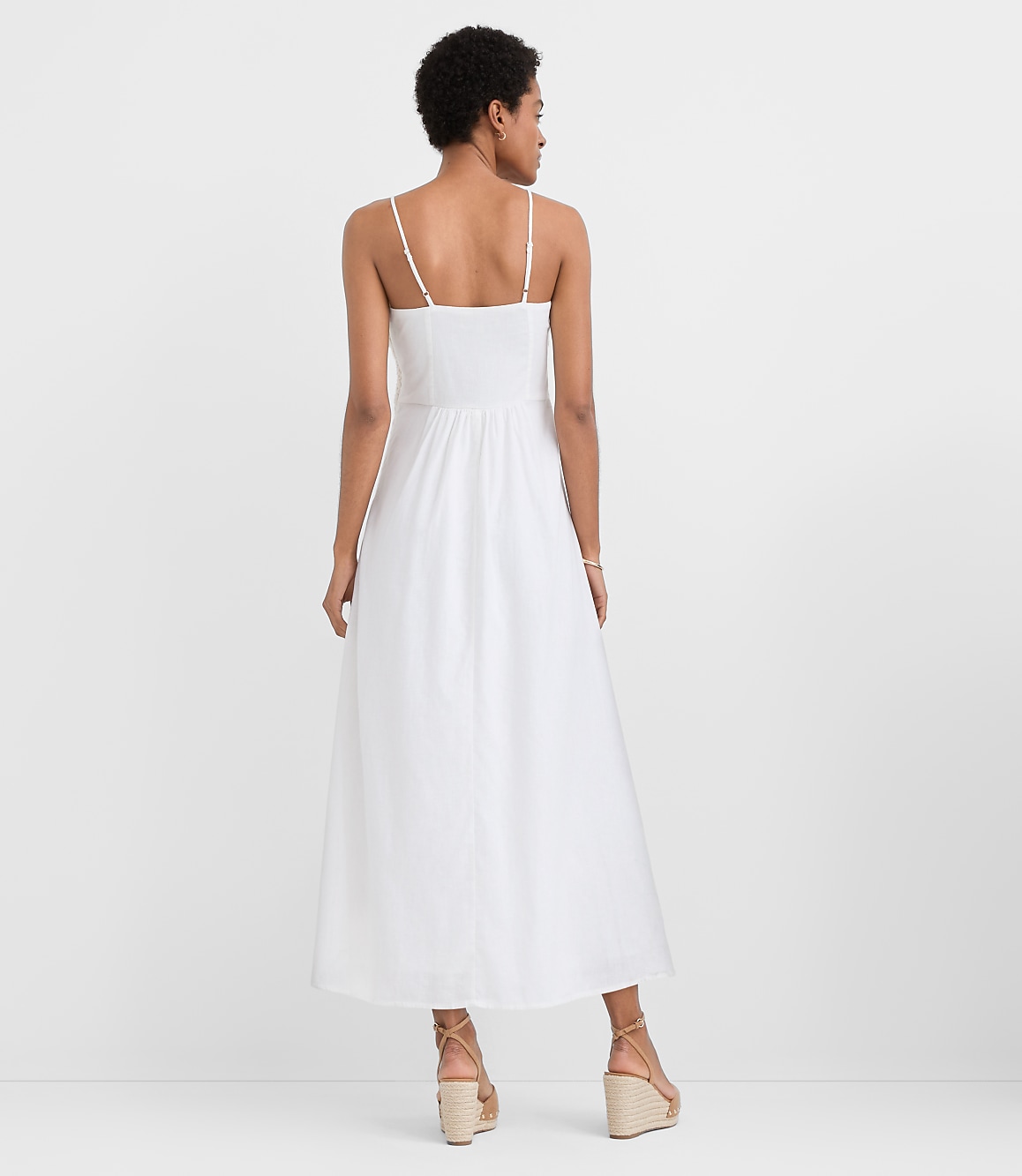 Crochet Linen Cotton Strappy Midi Dress