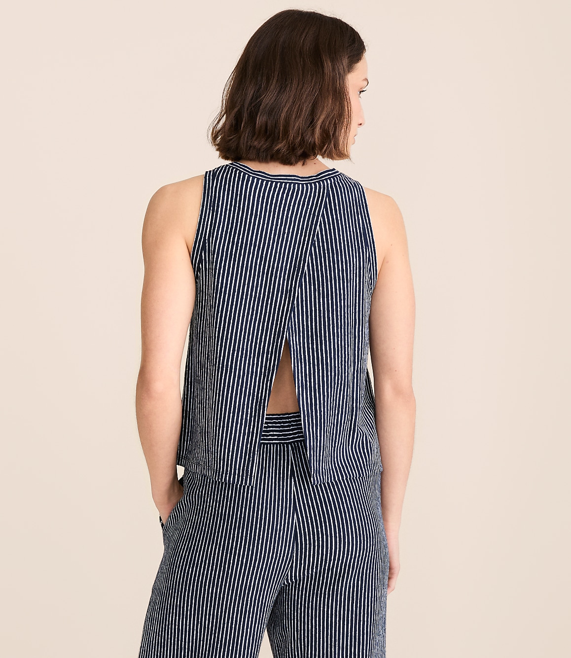 Lou & Grey Striped Open Back Tank Top