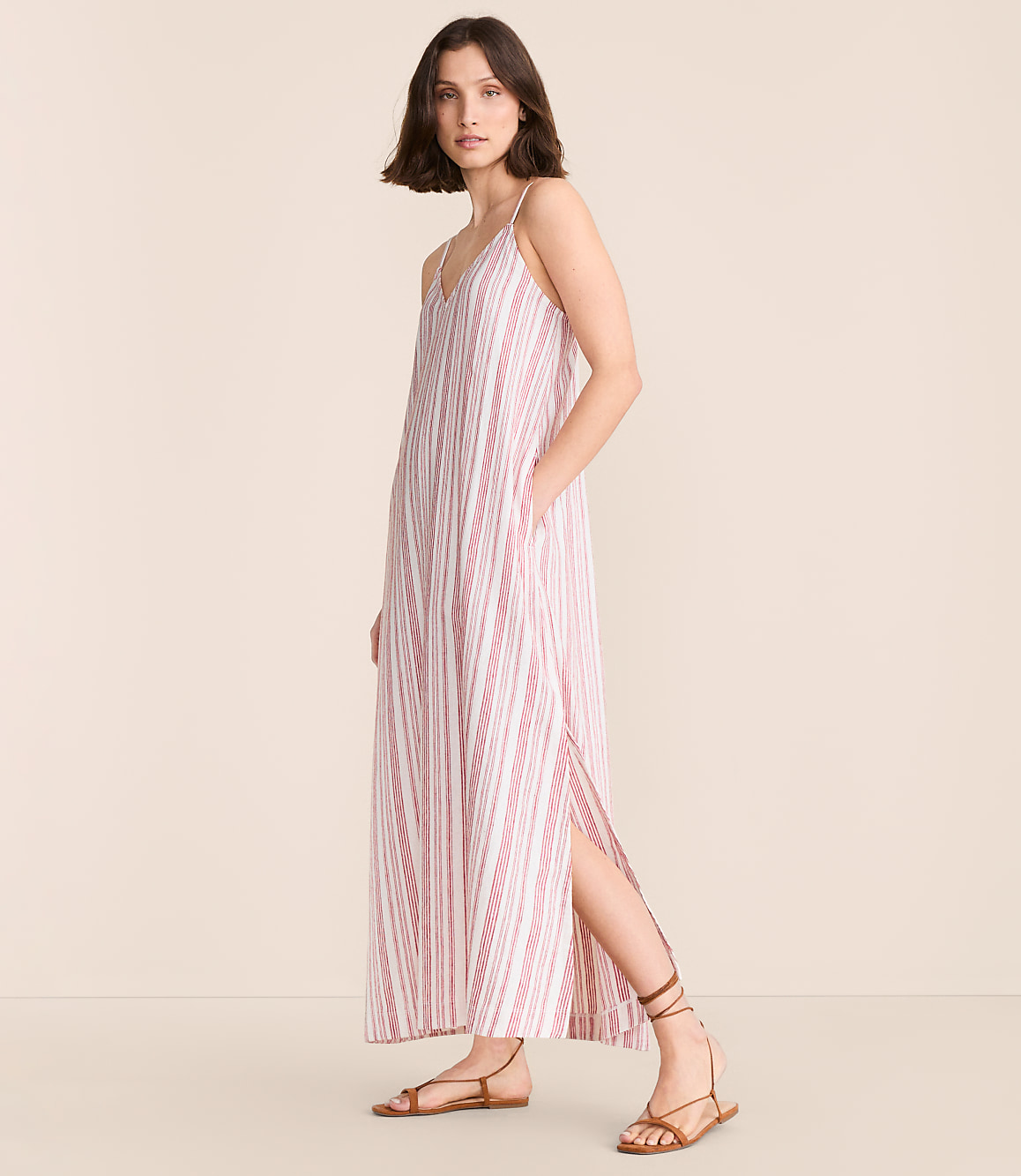 Lou & Grey Striped Linen Cotton Cami Maxi Pocket Dress