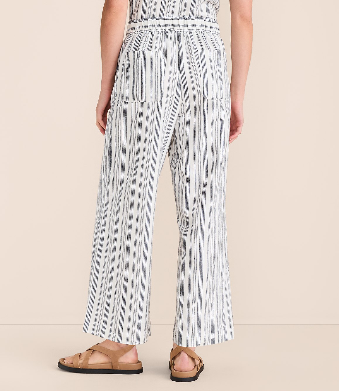Lou & Grey Striped Linen Cotton Wide Leg Crop Pants