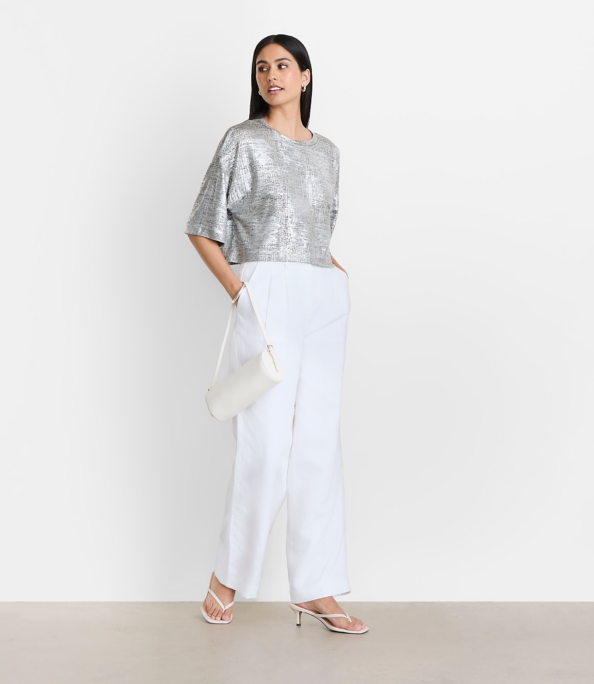 LOFT Versa Metallic Cropped Relaxed Tee