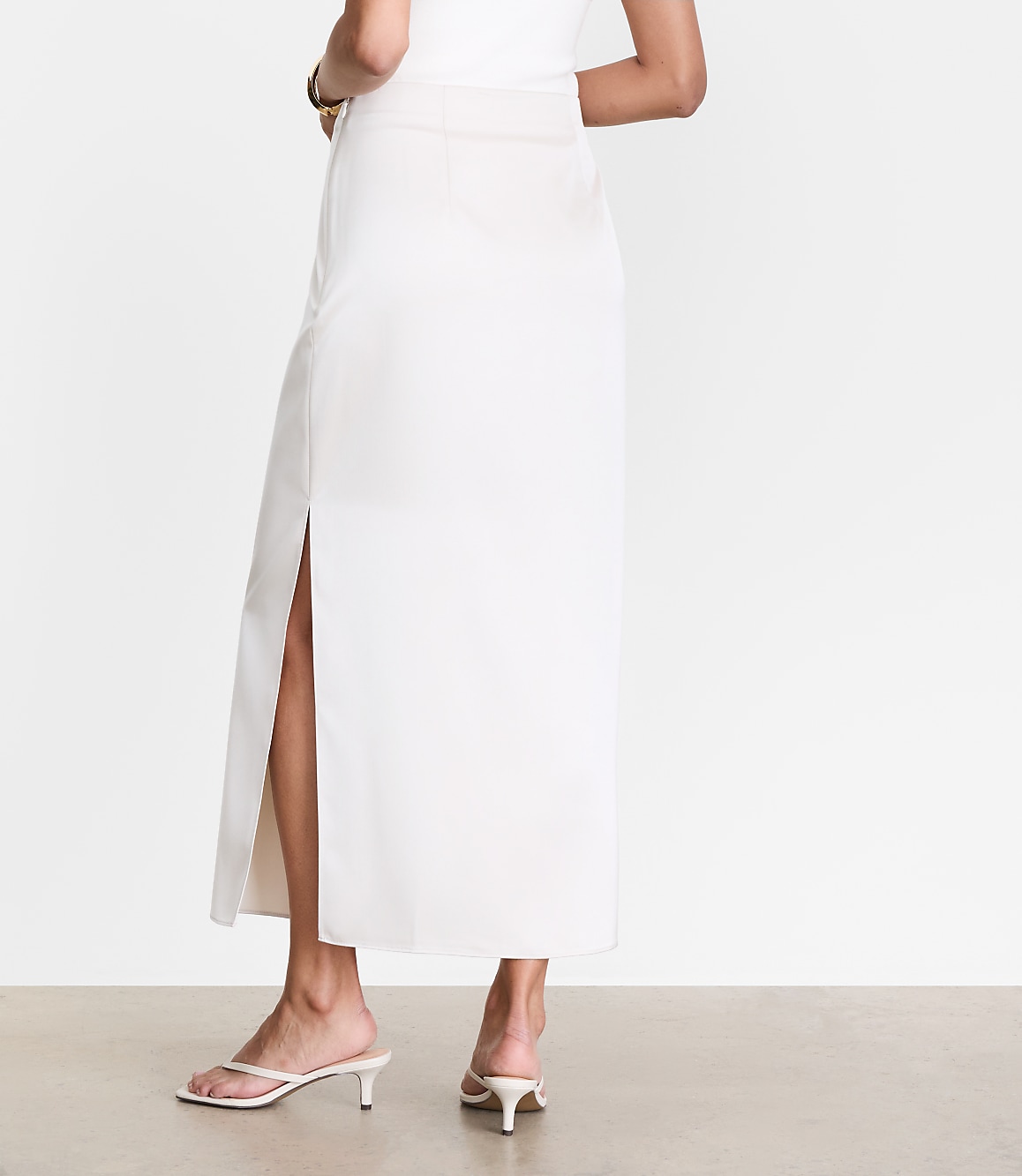 LOFT Versa Satin Column Midi Skirt