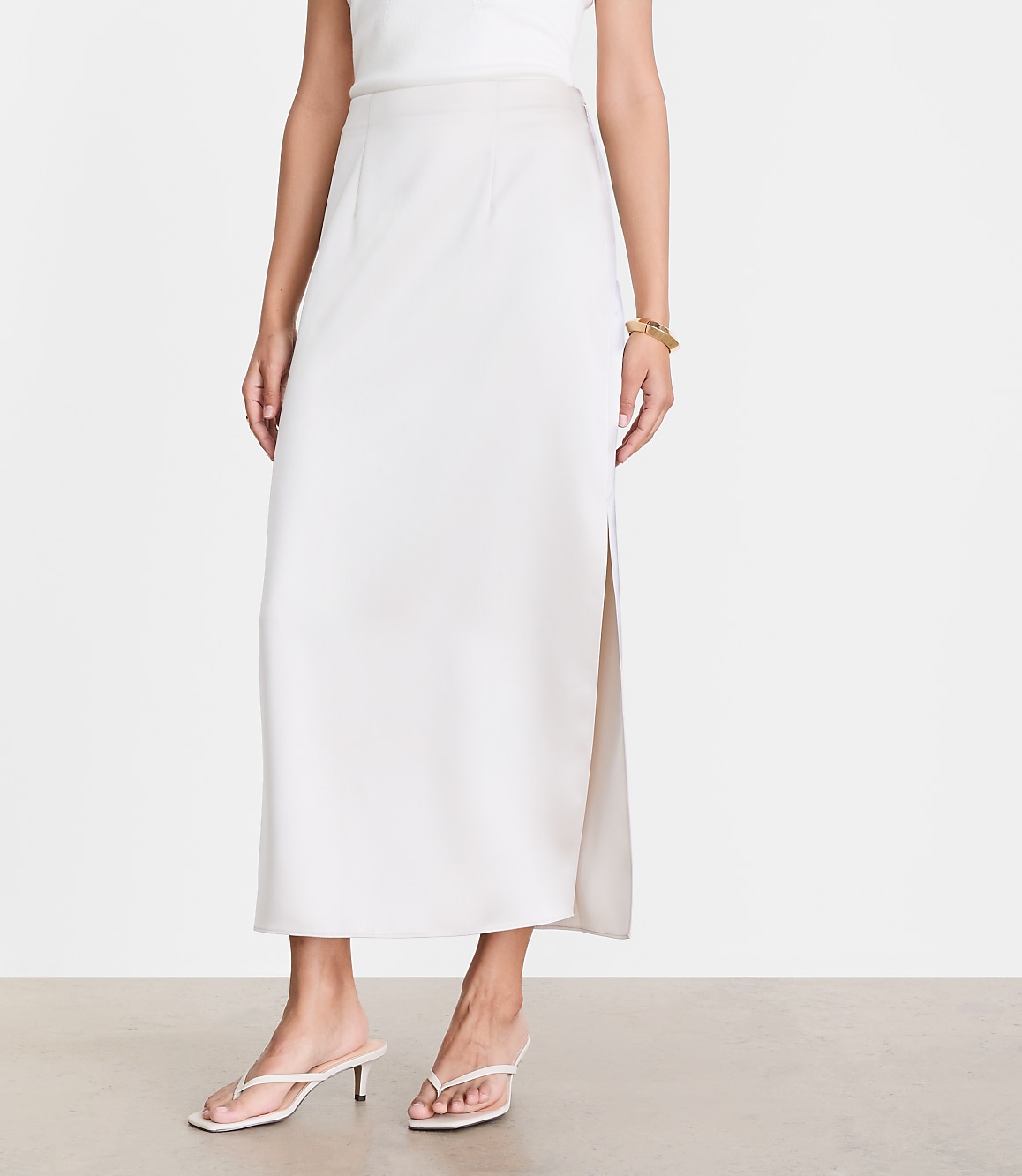 LOFT Versa Satin Column Midi Skirt