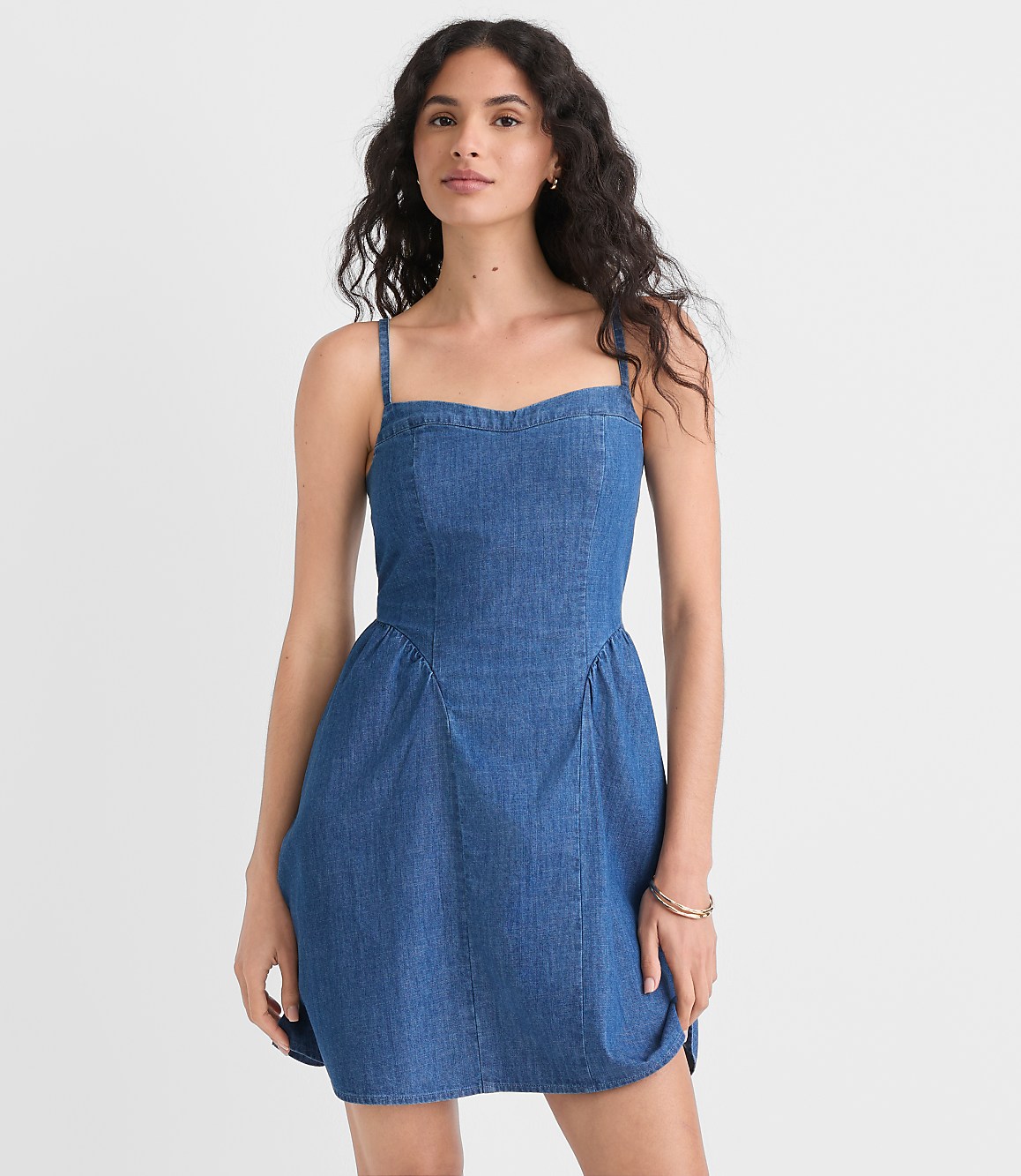 Chambray Bustier Mini Dress