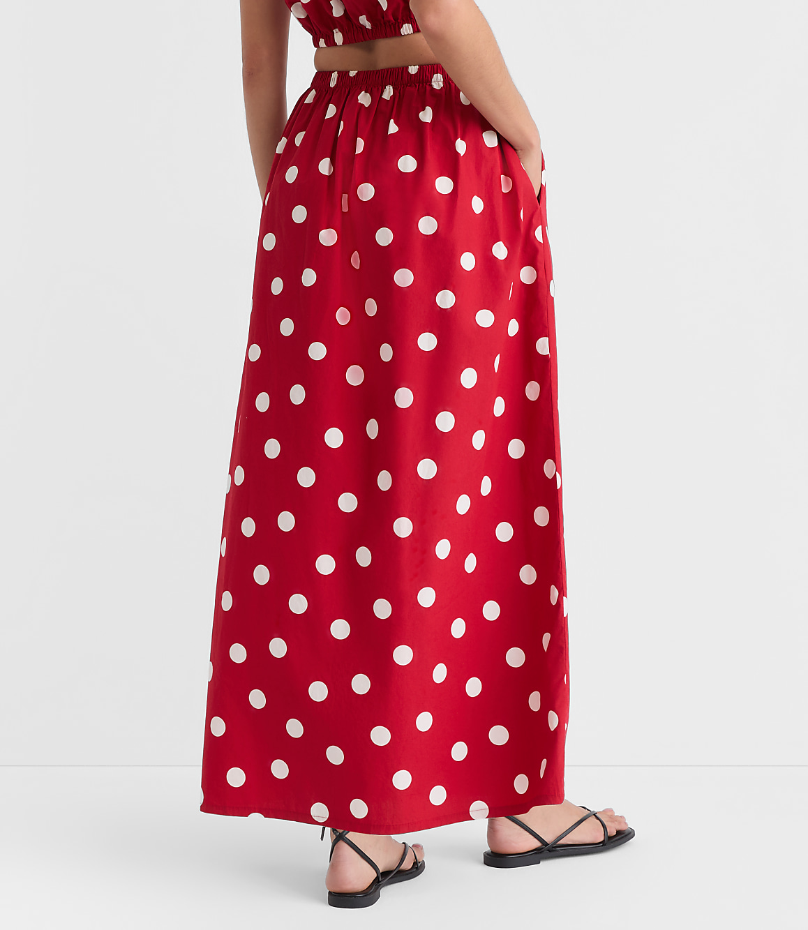 LOFT Beach Polka Dot Poplin Maxi Pocket Skirt