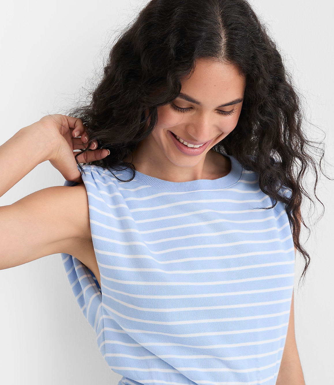 Stripe Shirred Terry Mini Pocket Dress