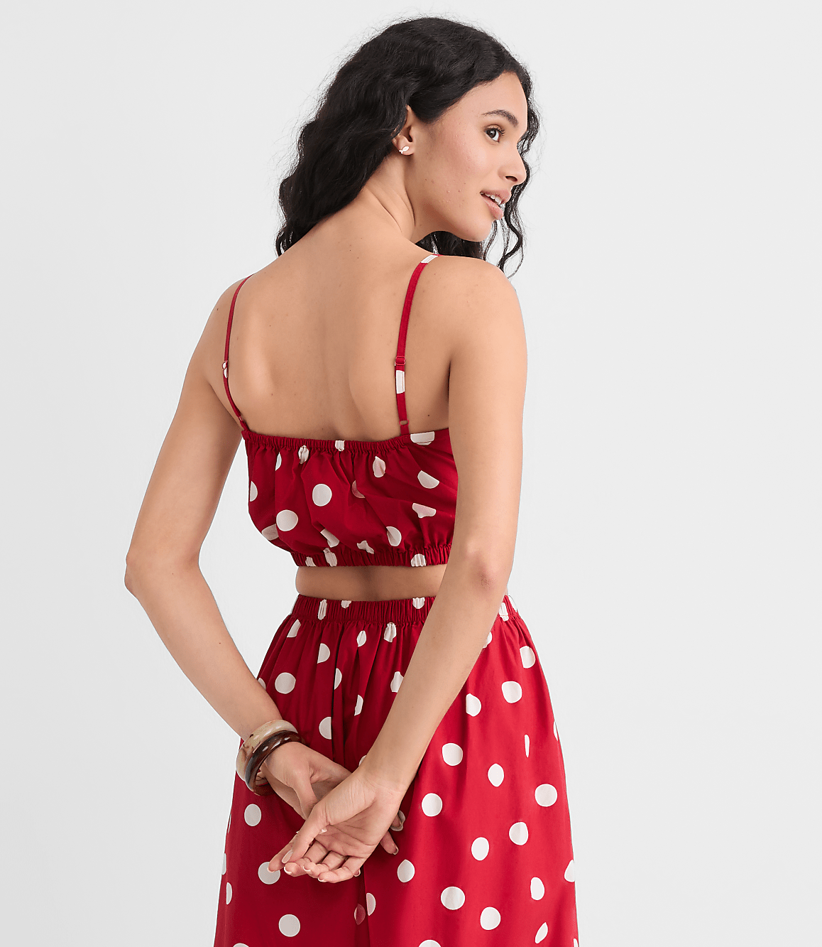LOFT Beach Polka Dot Poplin Bubble Bandeau Top