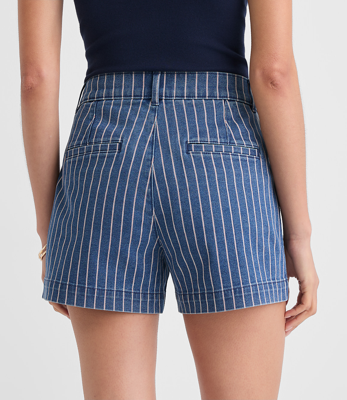 Curvy Palmer Denim Shorts in Red Stripe