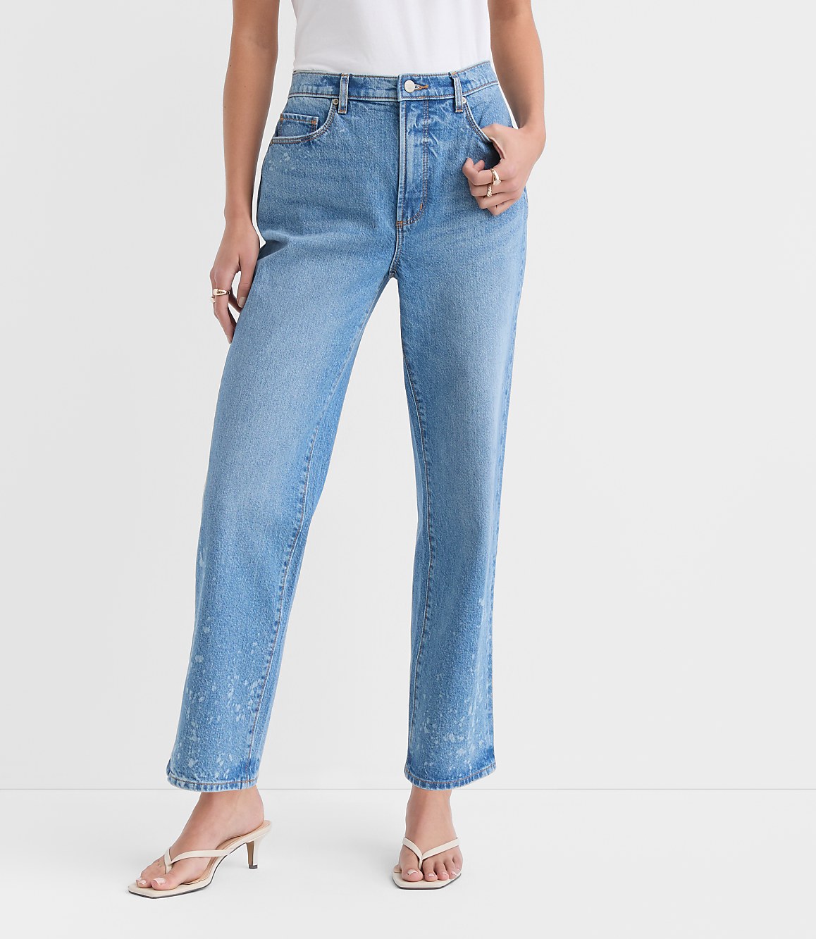 Rivete Tall High Rise Straight Jeans in Bleach Out Wash