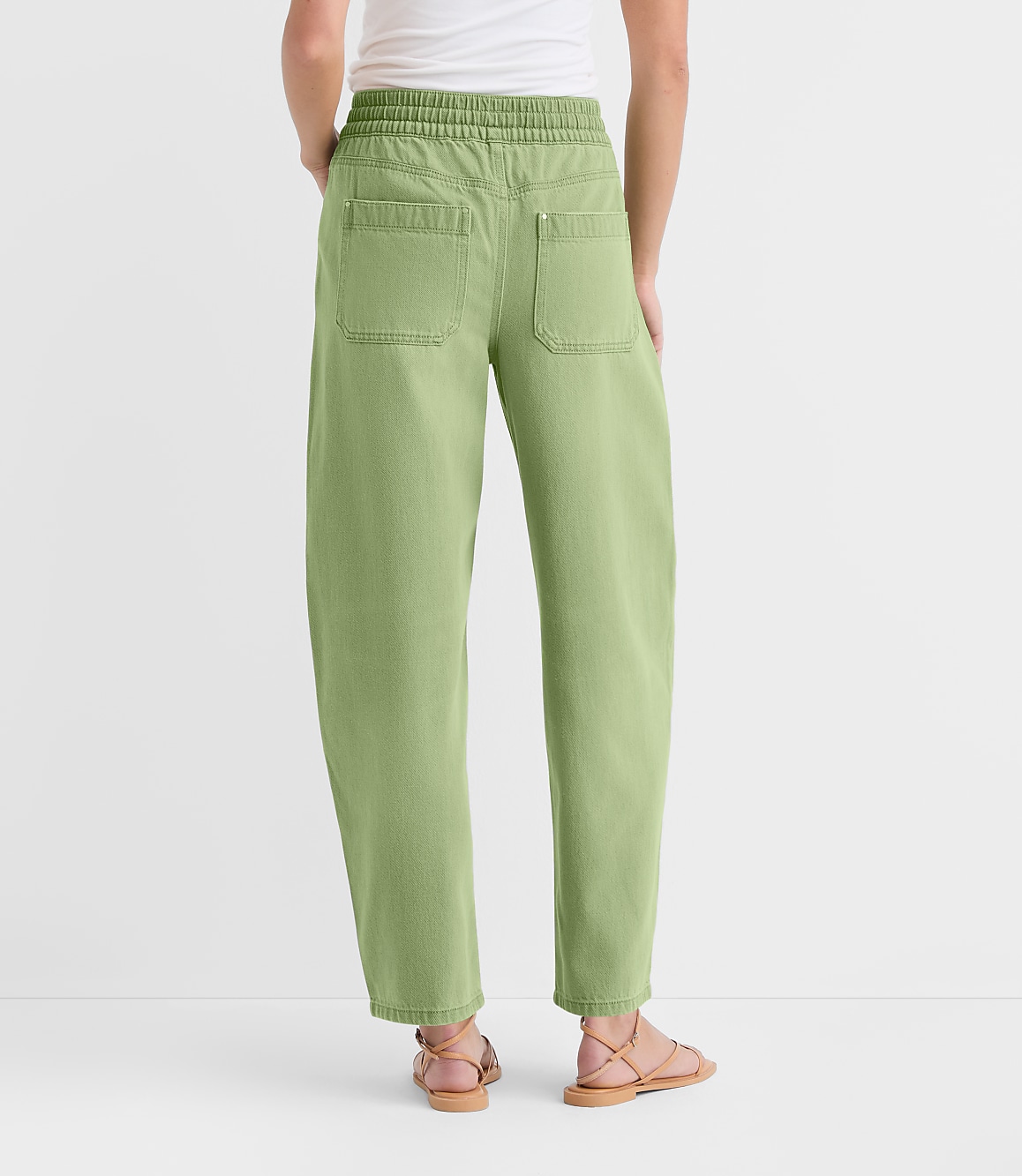 Rivete Utility High Rise Barrel Jeans in Shale Green