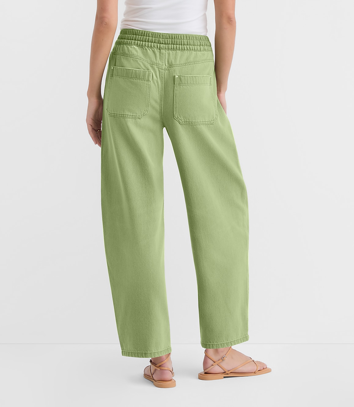 Rivete Tall Curvy Utility High Rise Barrel Jeans in Shale Green