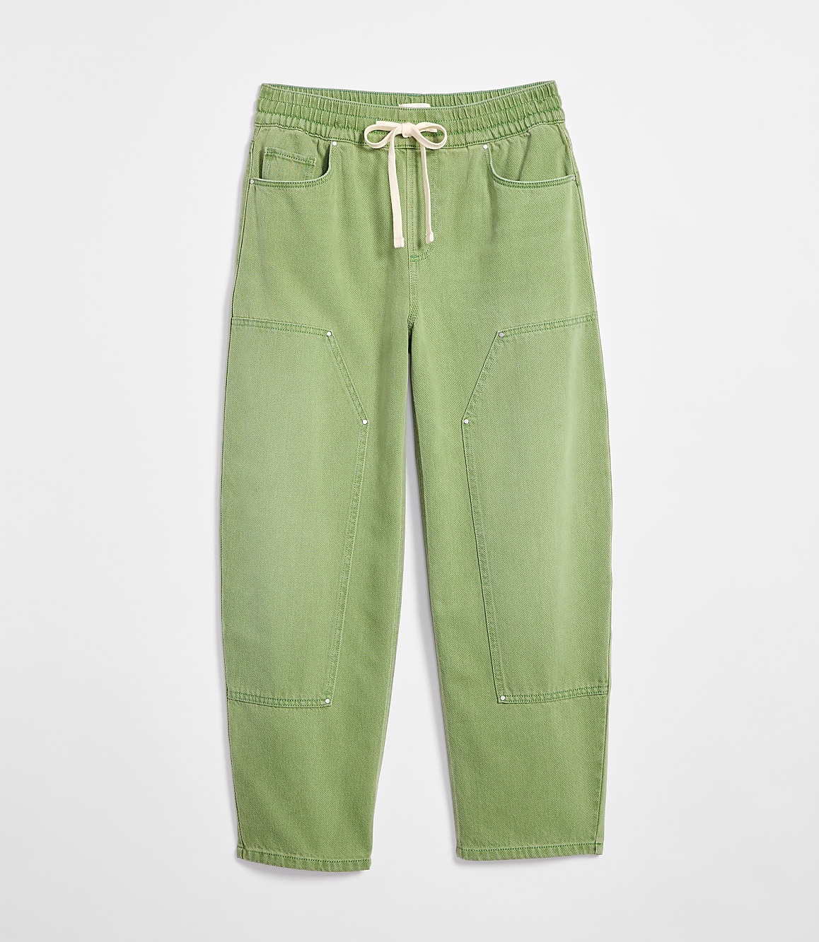 Rivete Petite Utility High Rise Barrel Jeans in Shale Green