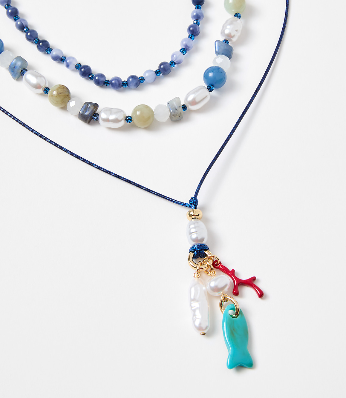 Pearlized Fish Layered Necklace Set