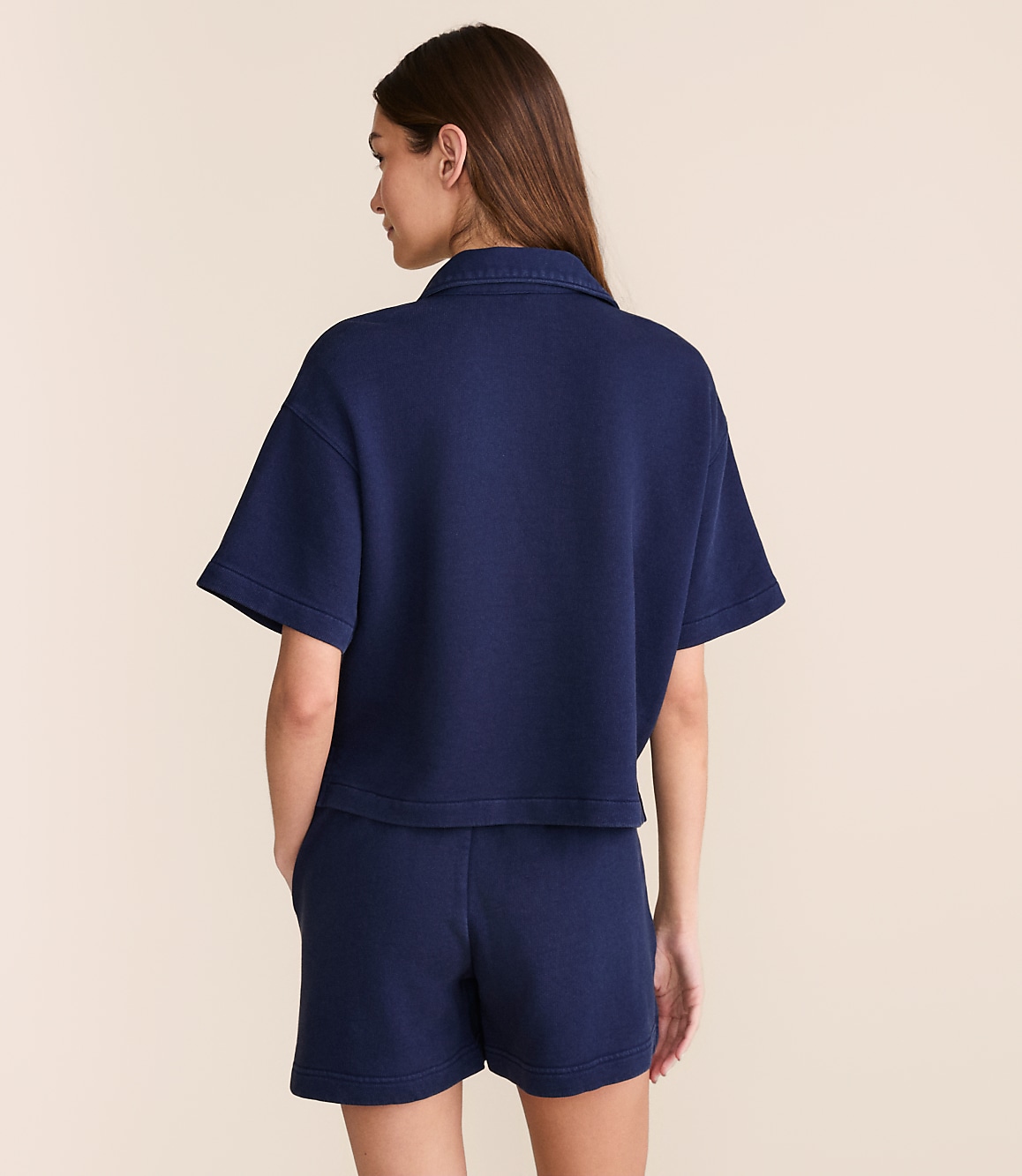 Lou & Grey Denim Washed Terrysoft Polo Top