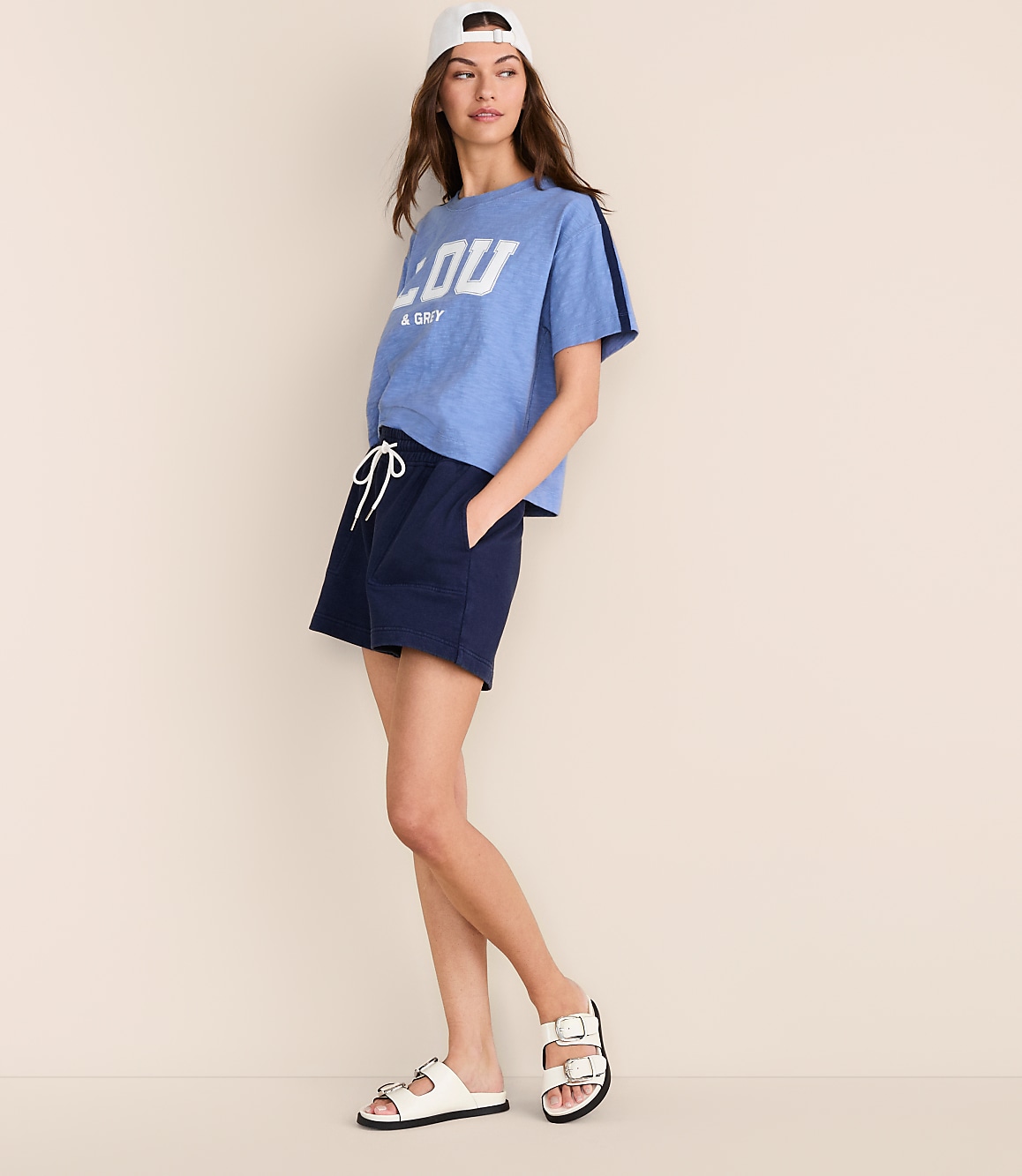 Lou & Grey Shoulder Stripe Soft Slub Logo Tee