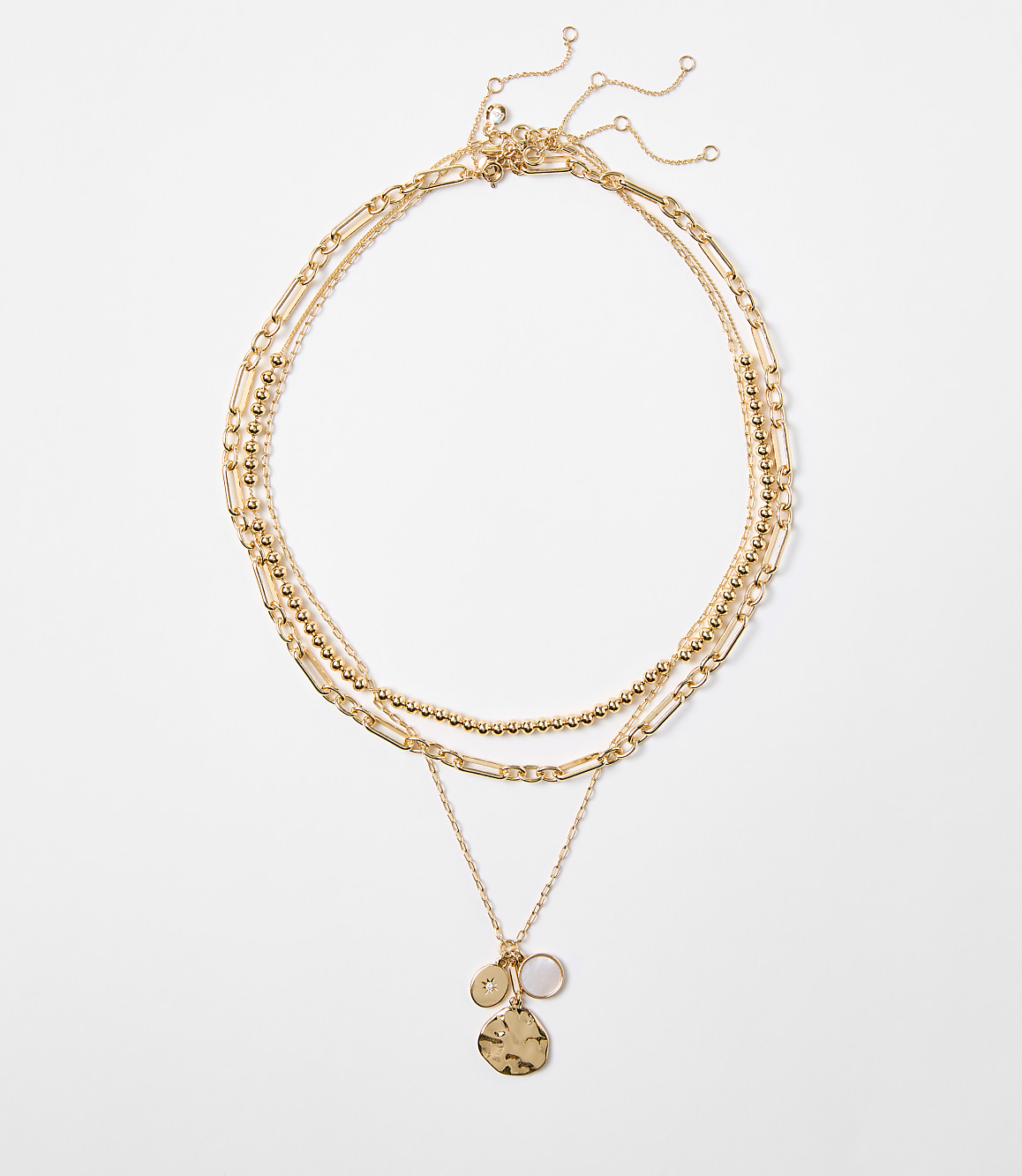 Pearlized Coin Layered Statement Necklace Set