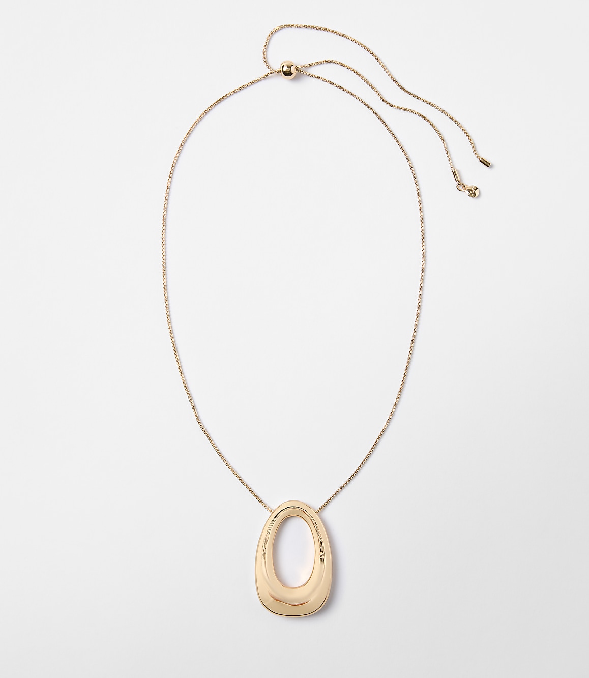 Open Oval Pull Tie Pendant Necklace
