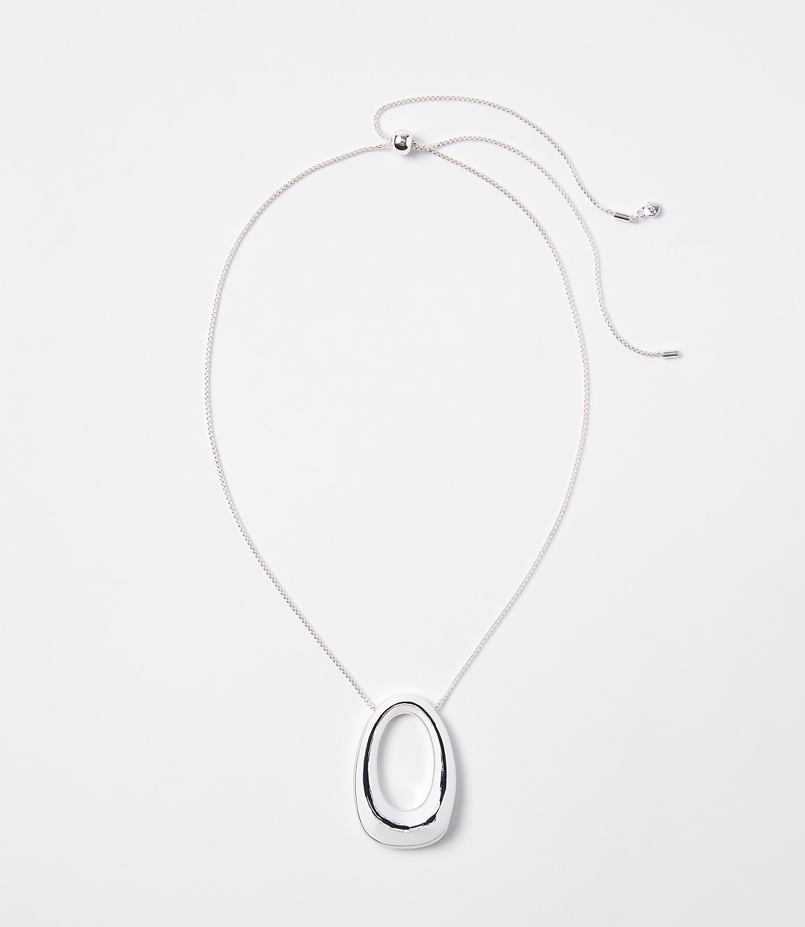 Open Oval Pull Tie Pendant Necklace