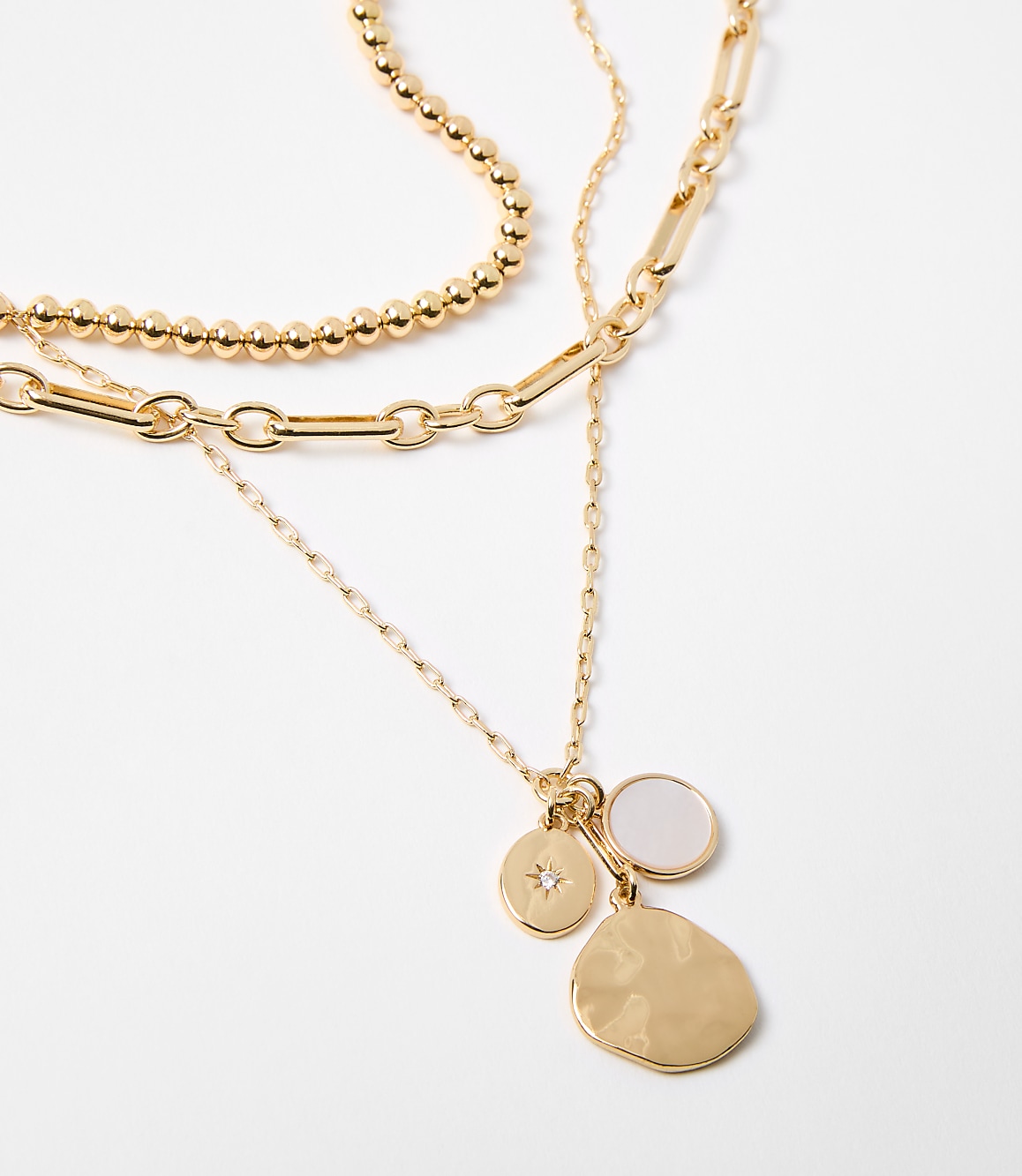 Pearlized Coin Layered Statement Necklace Set