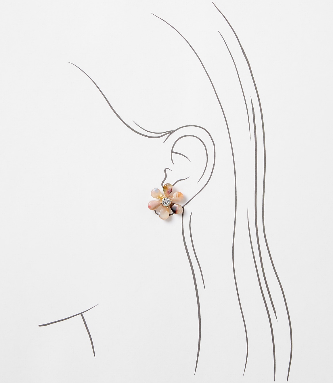 Tortoiseshell Print Floral Sparkle Stud Earrings