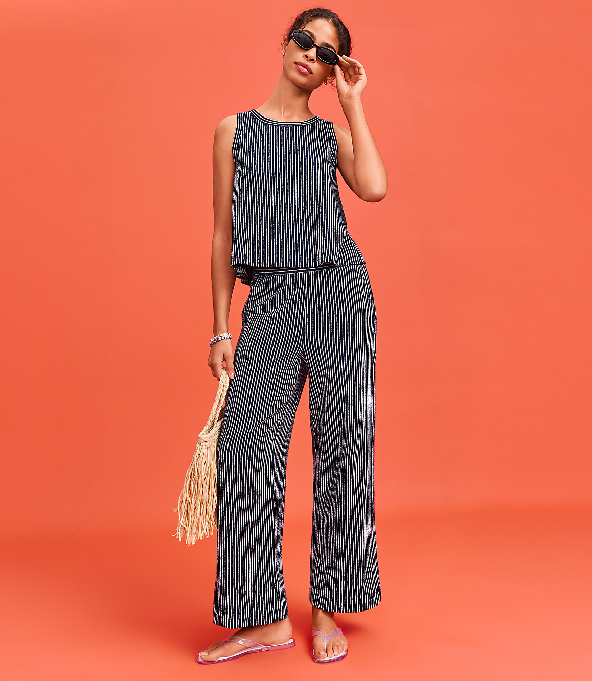 Lou & Grey Striped Wide Leg Crop Pants