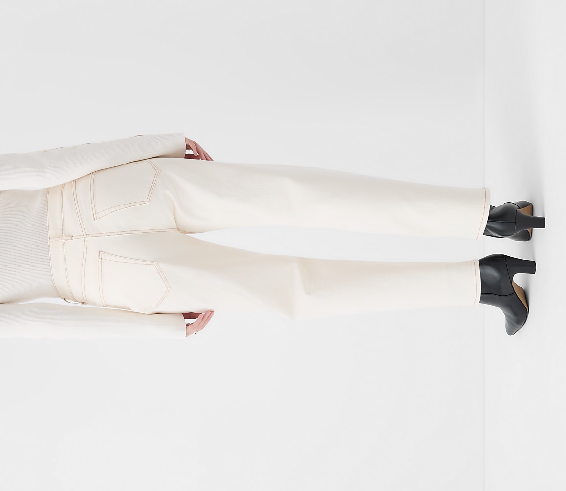 Rivete Petite Curvy High Rise Straight Jeans in Ivory