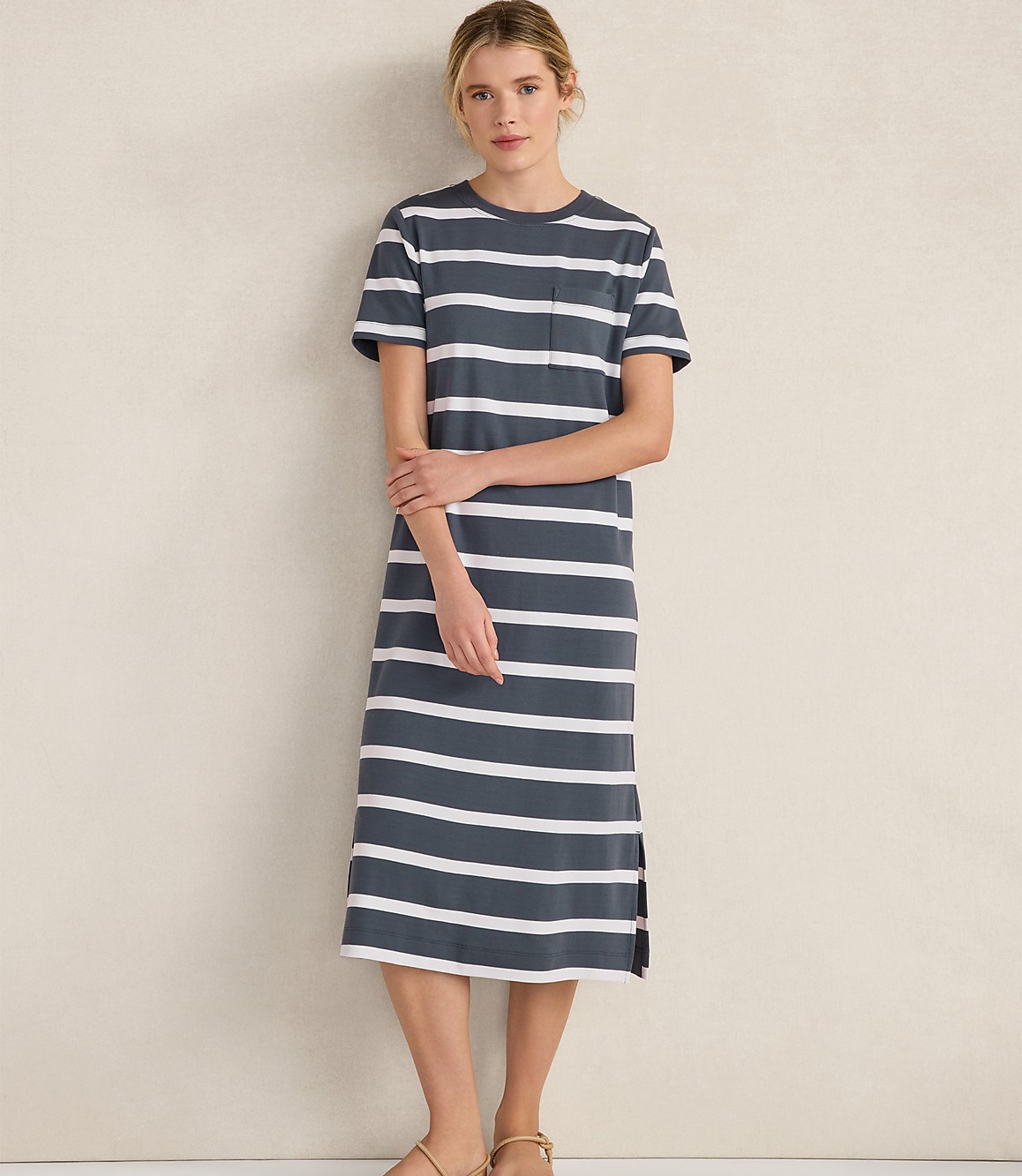 Haven Well Within Organic Cotton Interlock Striped Short Sleeve Dress