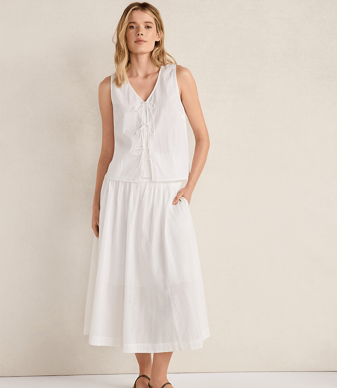 Haven Well Within Organic Cotton Eyelet Drop Waist Skirt