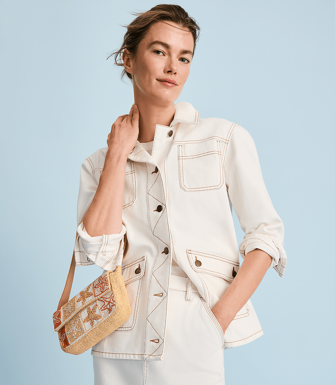 Topstitched Twill Chore Jacket
