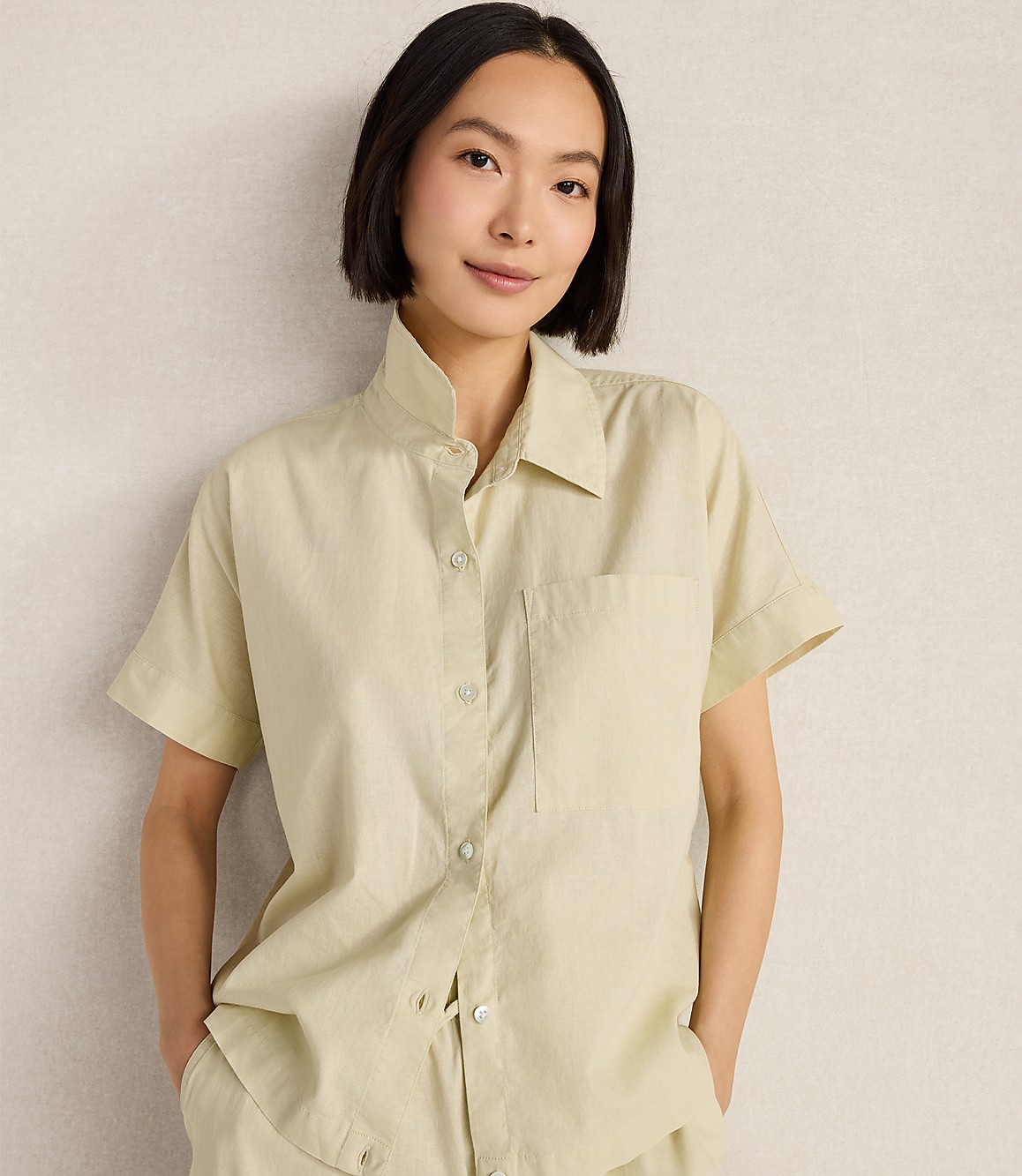 Haven Well Within Organic Cotton Linen Button-Down Top