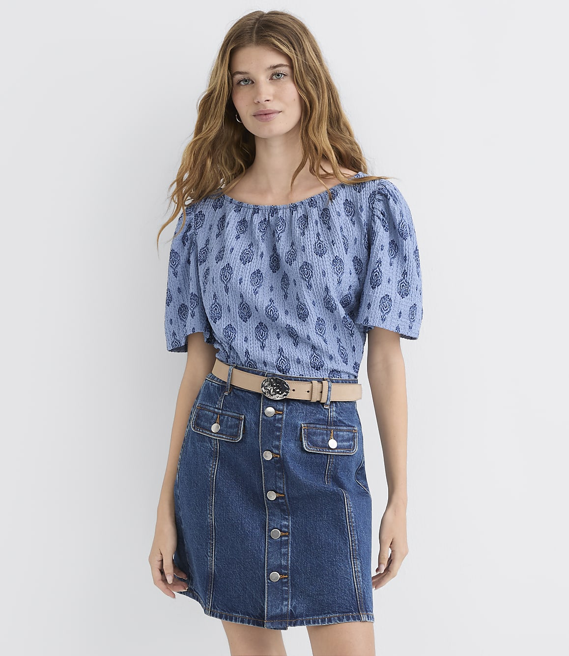 Petite Paisley Flutter Sleeve Top