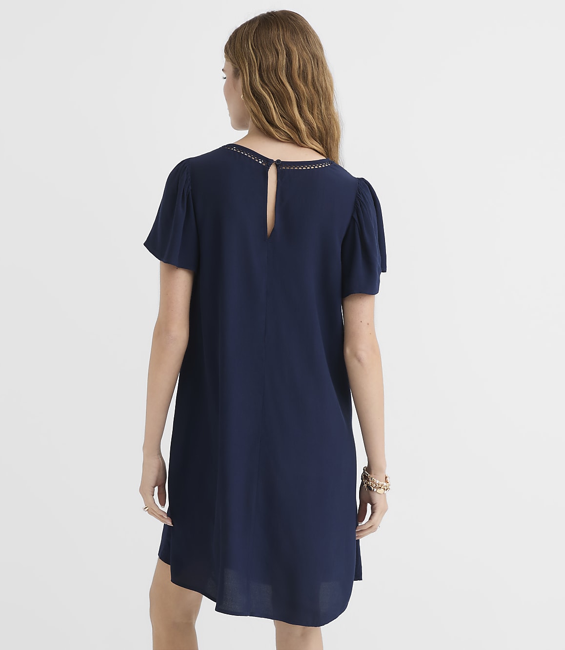 Petite Cutout Yoke Flutter Mini Dress