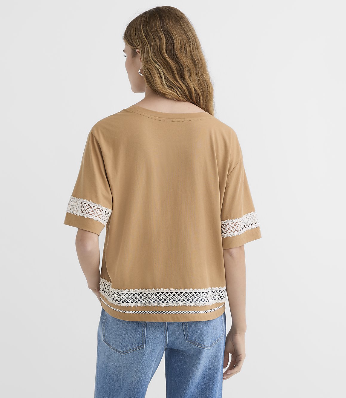 Petite Lace Trim Jersey Tee