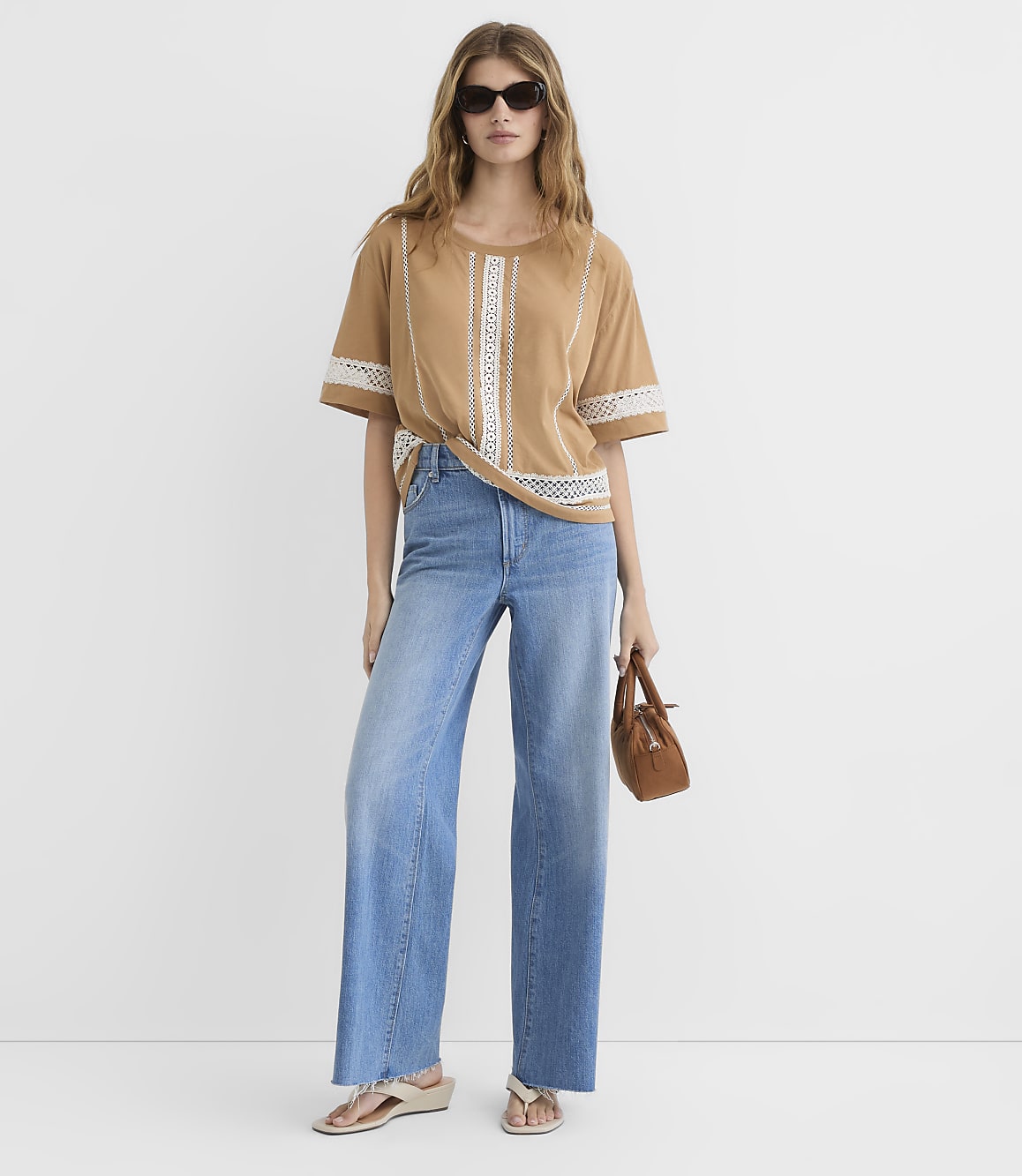 Petite Lace Trim Jersey Tee