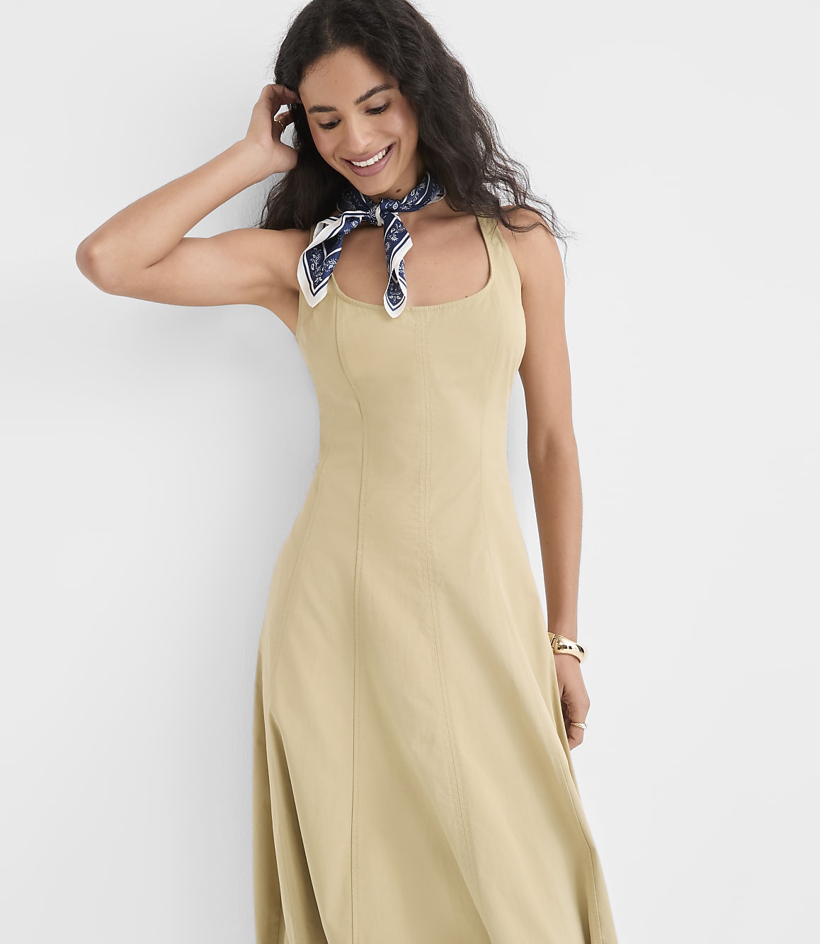 Petite Seamed Barrel Midi Pocket Dress