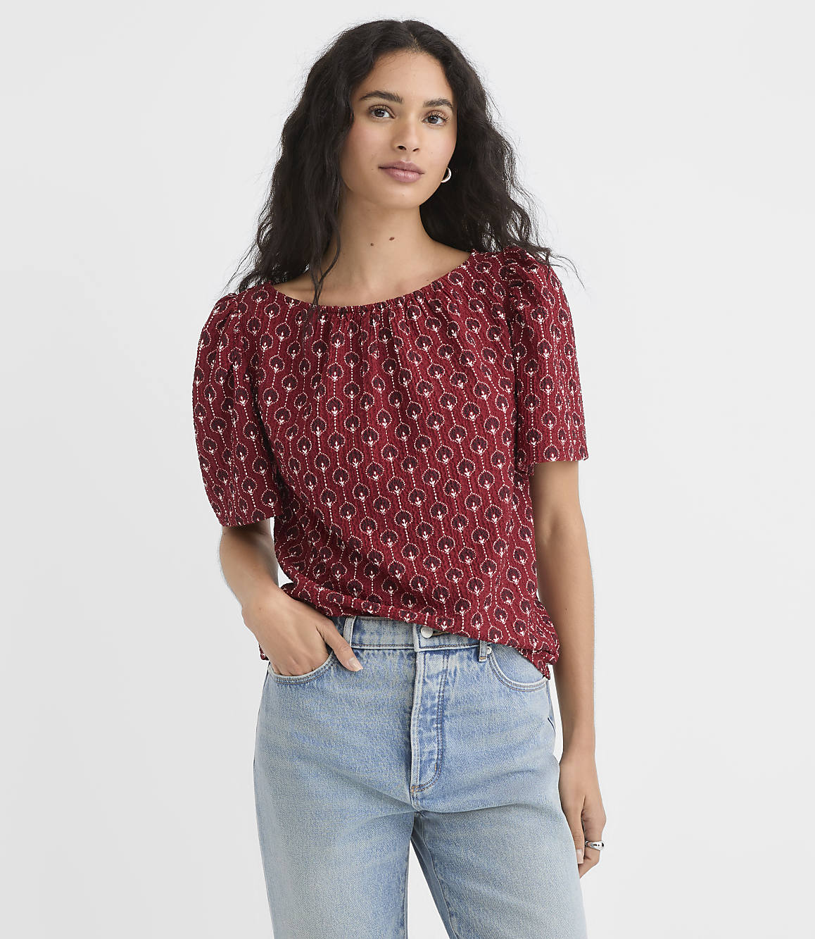 Petite Lotus Flower Flutter Sleeve Top