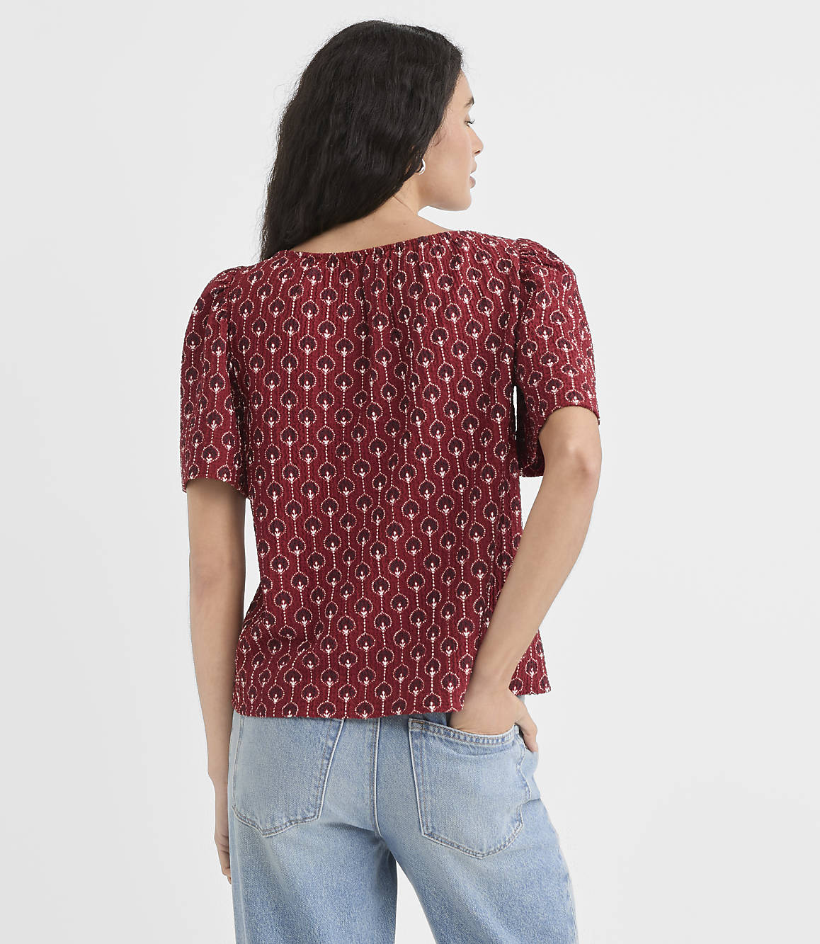 Petite Lotus Flower Flutter Sleeve Top