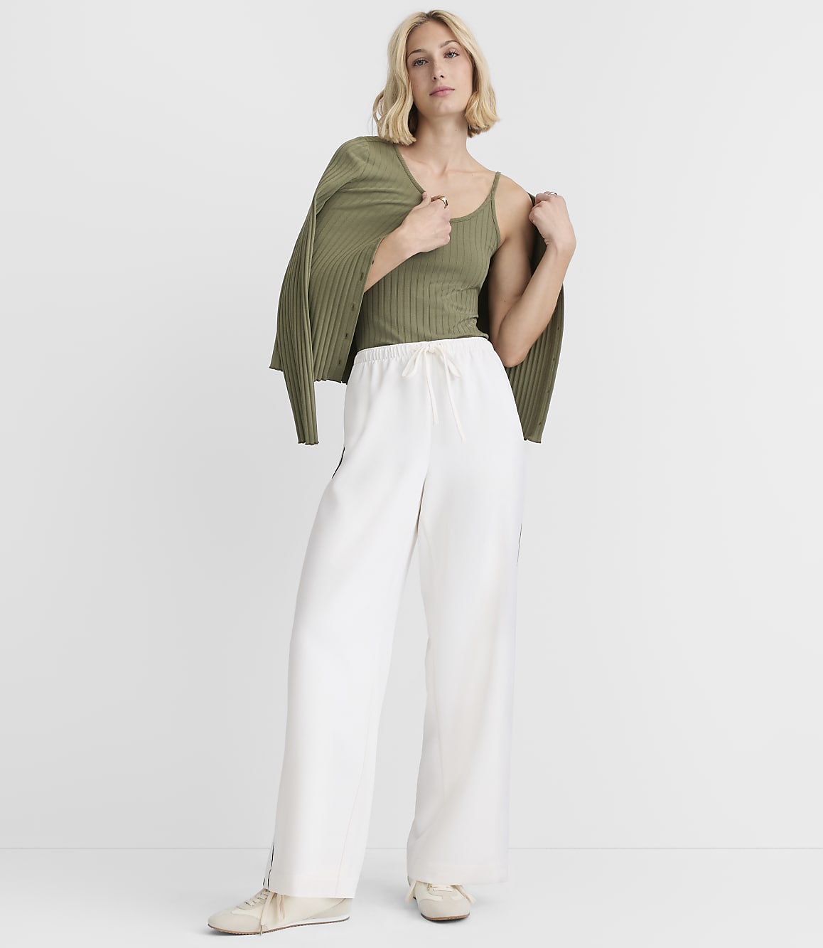 Petite Ruffle Ribbed Tank Top