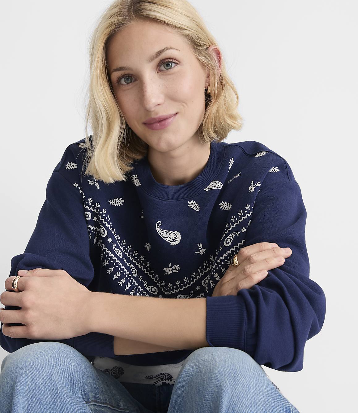 Petite Bandana Print Sweatshirt