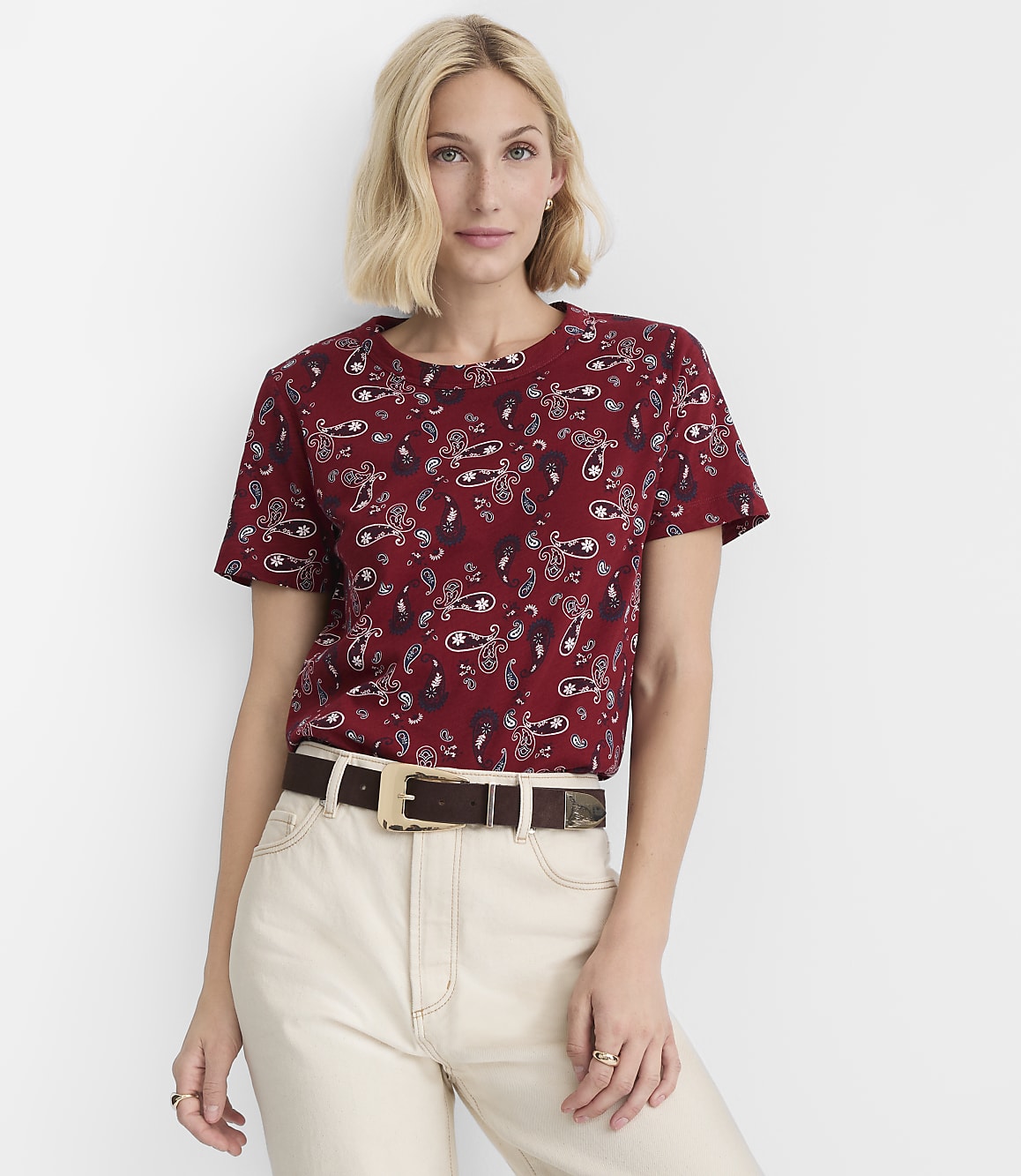 Petite Bandana Print Everyday Crew Tee