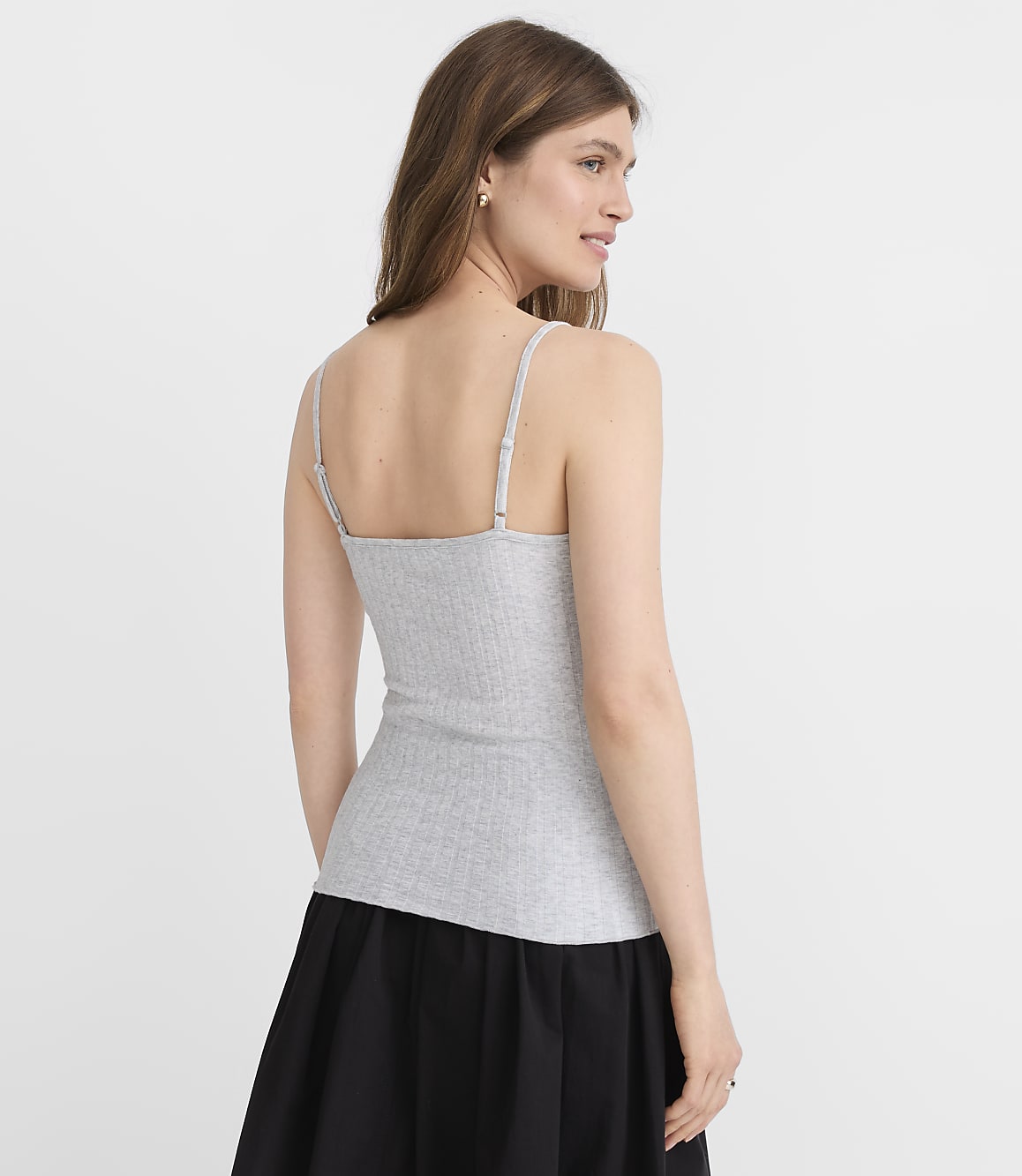 Petite Heathered Ruffle Ribbed Tank Top