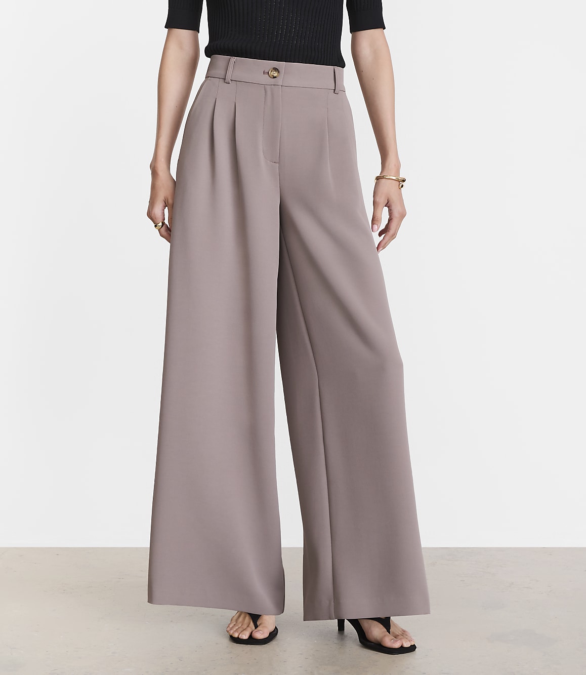 Petite LOFT Versa Crepe Drape Palazzo Pant
