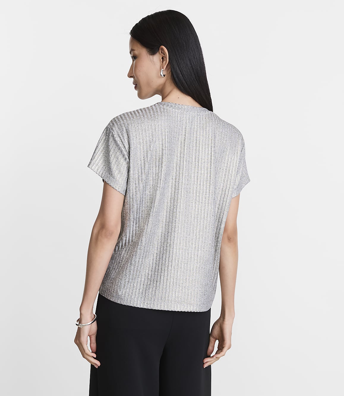 Petite LOFT Versa Shimmer Ribbed Tee