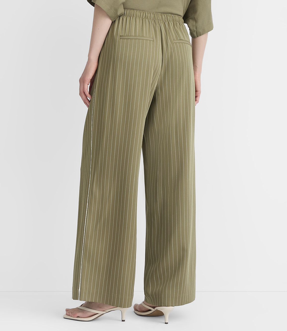 Petite Piped Sawyer Pull On Pants in Pinstripe