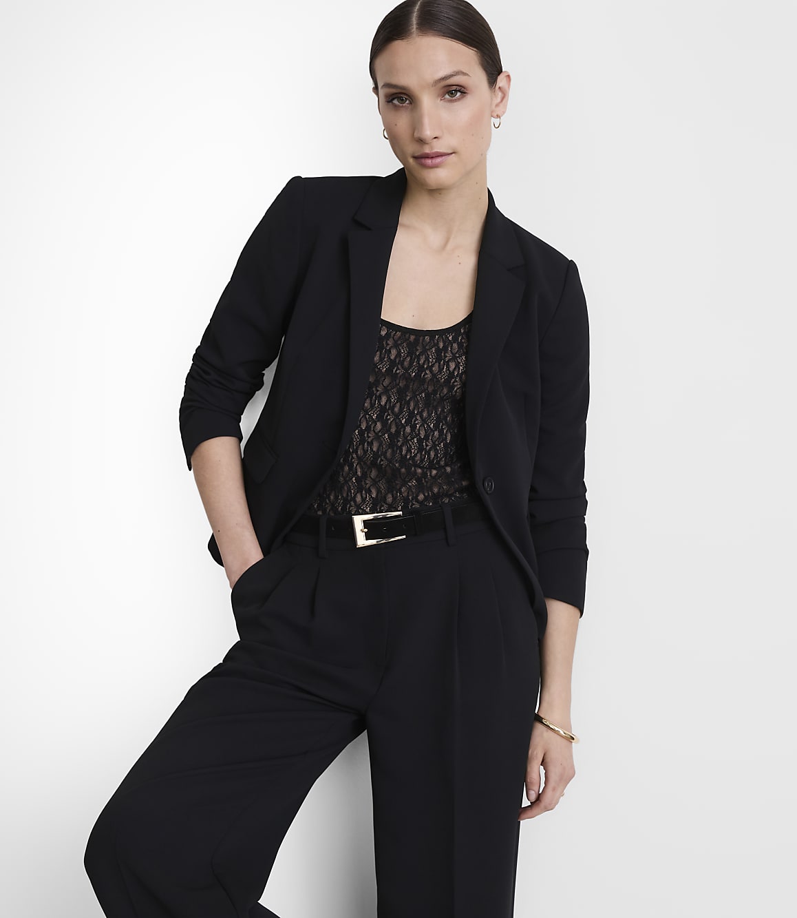 Petite LOFT Versa Crepe Drape Shrunken Blazer