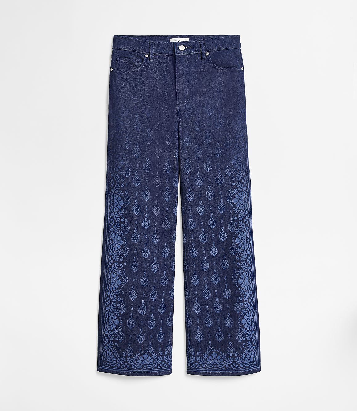 Rivete Petite Curvy High Rise Wide Leg Jeans in Paisley Wash