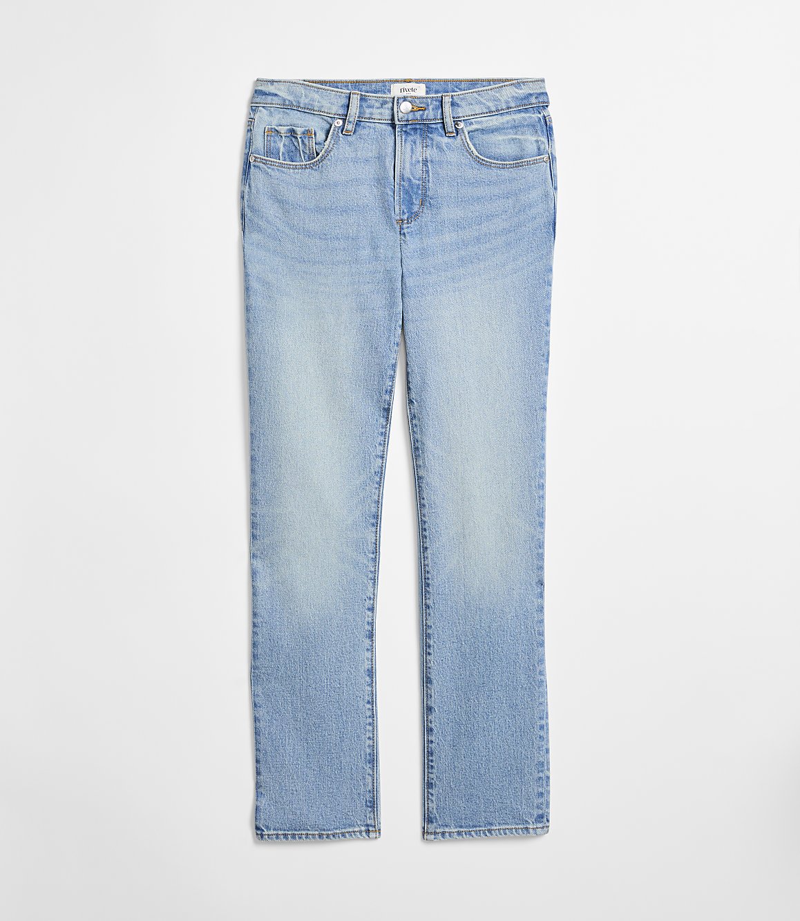 Rivete Petite Curvy Mid Rise Stovepipe Jeans in Aura Wash