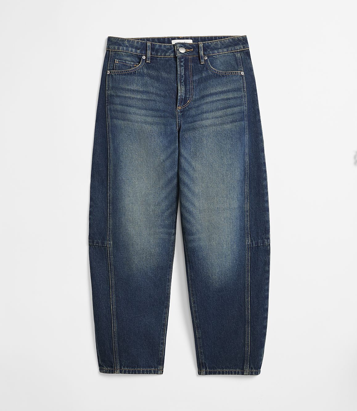 Rivete Petite Curvy Seamed High Rise Horseshoe Jeans in Lune Wash