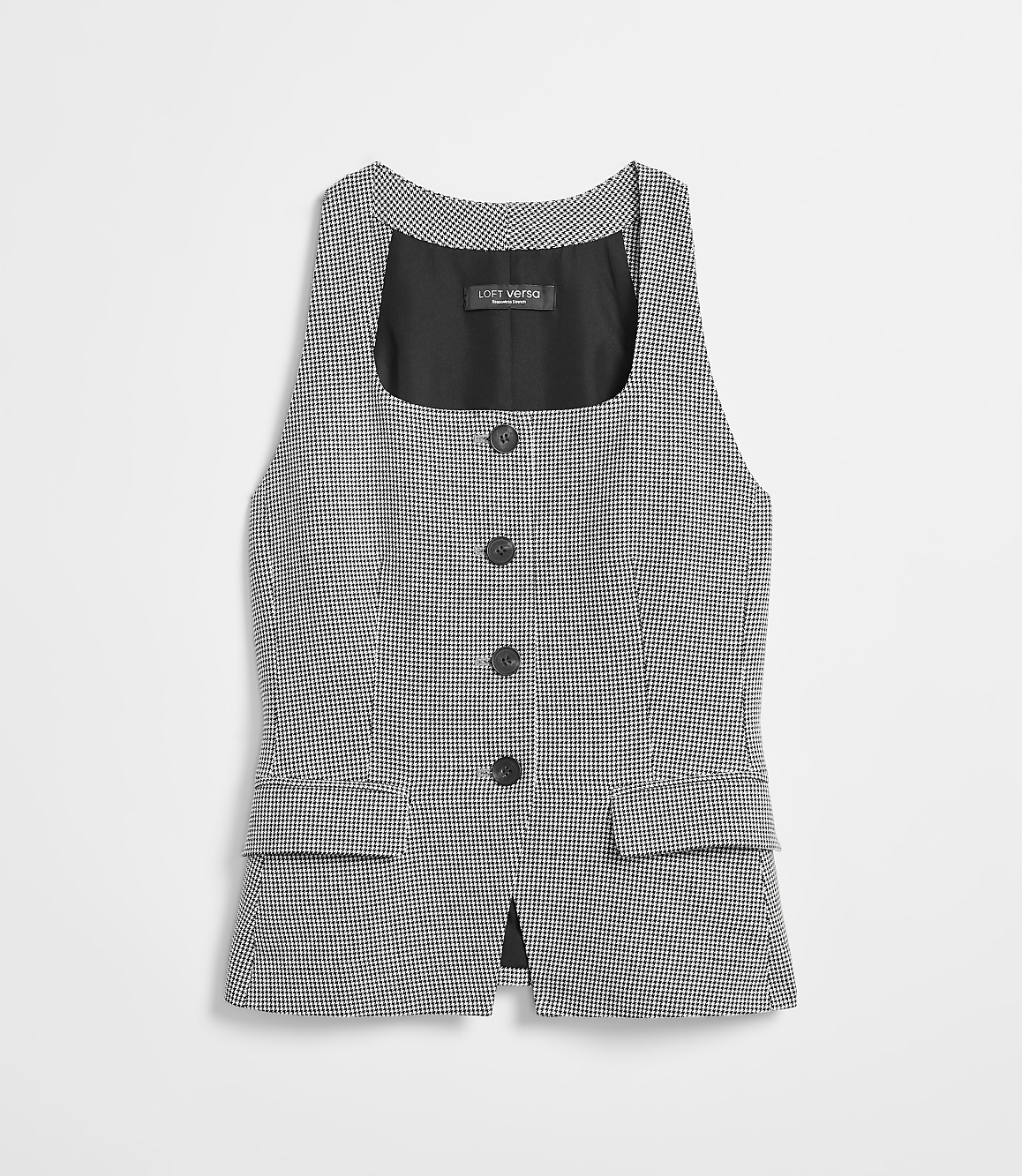 Petite LOFT Versa Seasonless Stretch Halter Vest in Mini Houndstooth