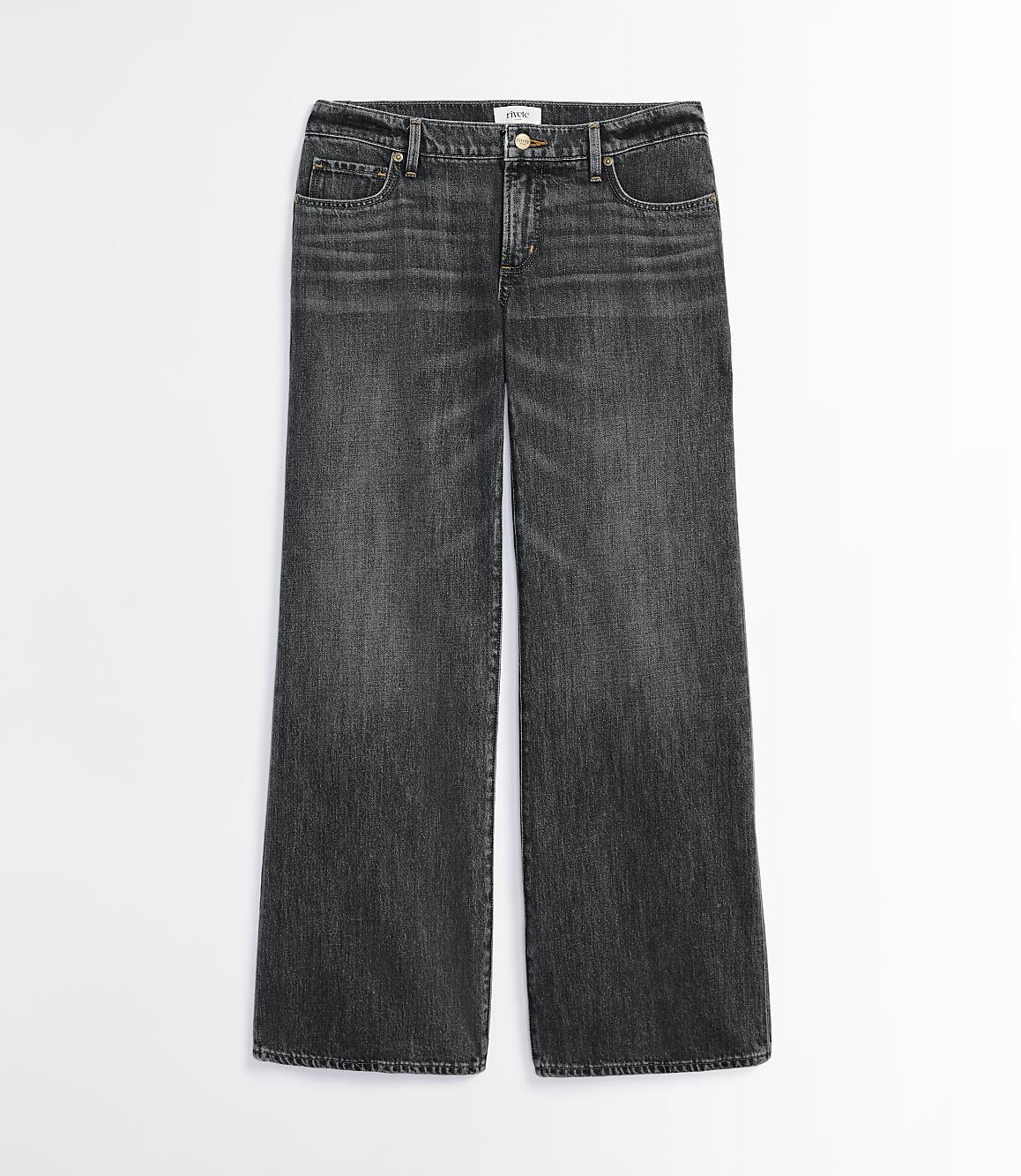 Rivete Petite Low Rise Wide Leg Jeans in Lune Wash